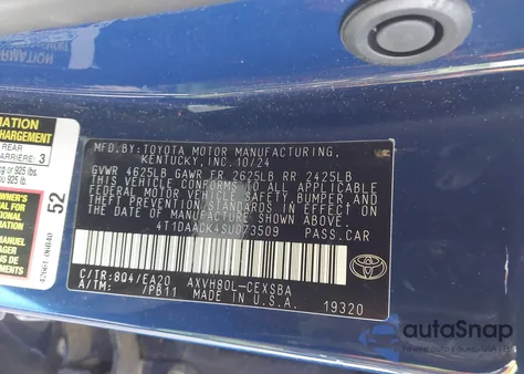 2025 Toyota Camry Se z USA, uszkodzony, nr VIN 4T1DAACK4SU073509